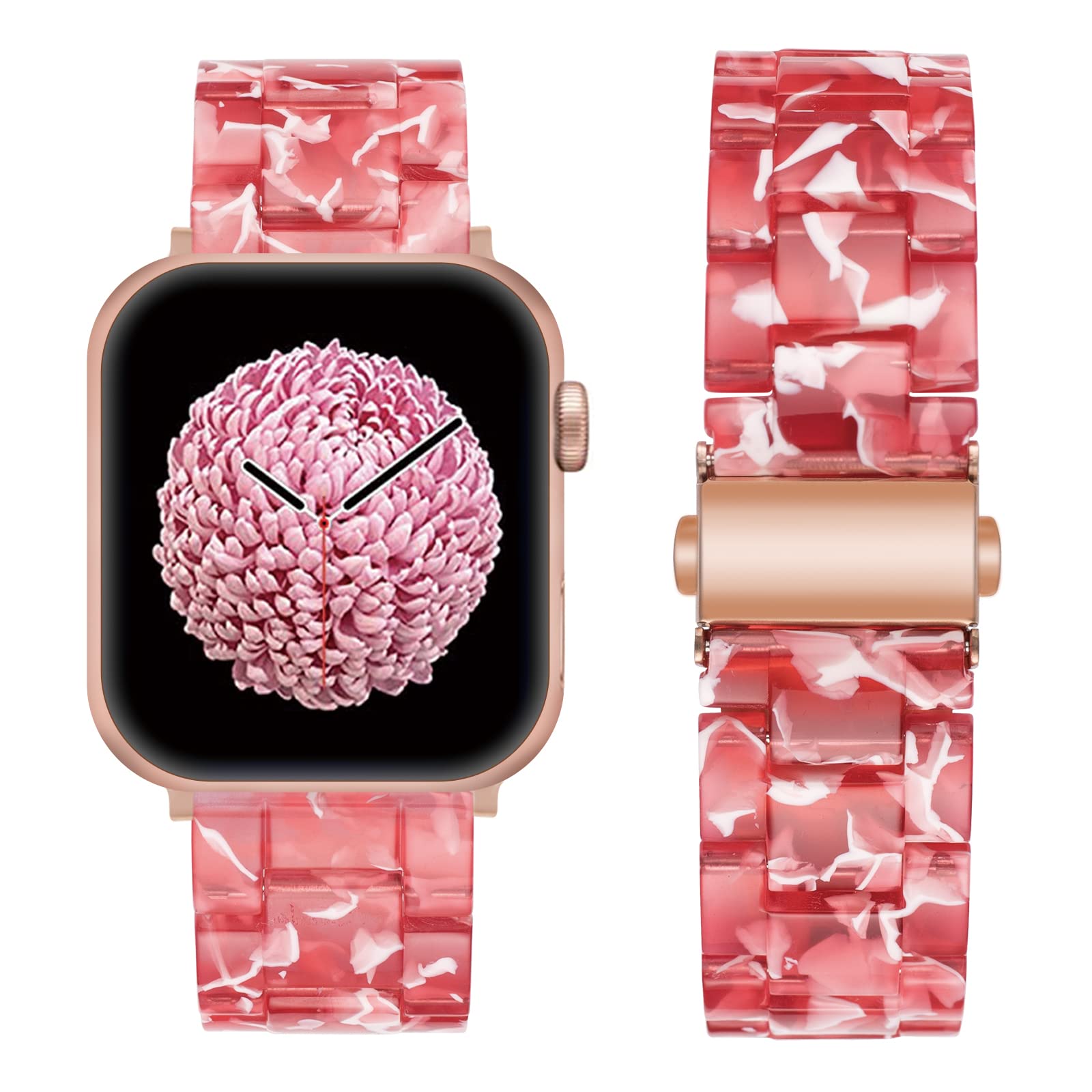 SEURE Compatible with Apple Watch Band 38mm 40mm 41mm 42mm 44mm 45mm, Women Men Resin Strap with Stainless Steel Buckle Replacement for Series SE/8/7/6/5/4/3/2/1
