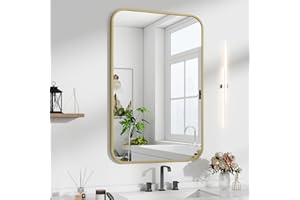 HARRITPURE 24"x36" Wall Mirror, Bathroom Mirror with Gold Aluminum Alloy Frame, Rectangle Wall-Mounted Mirror for Vanity Bedr