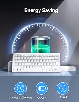 TECKNET 2.4G Wireless Keyboard Small Ultra Slim 14 Hotkeys White view 2