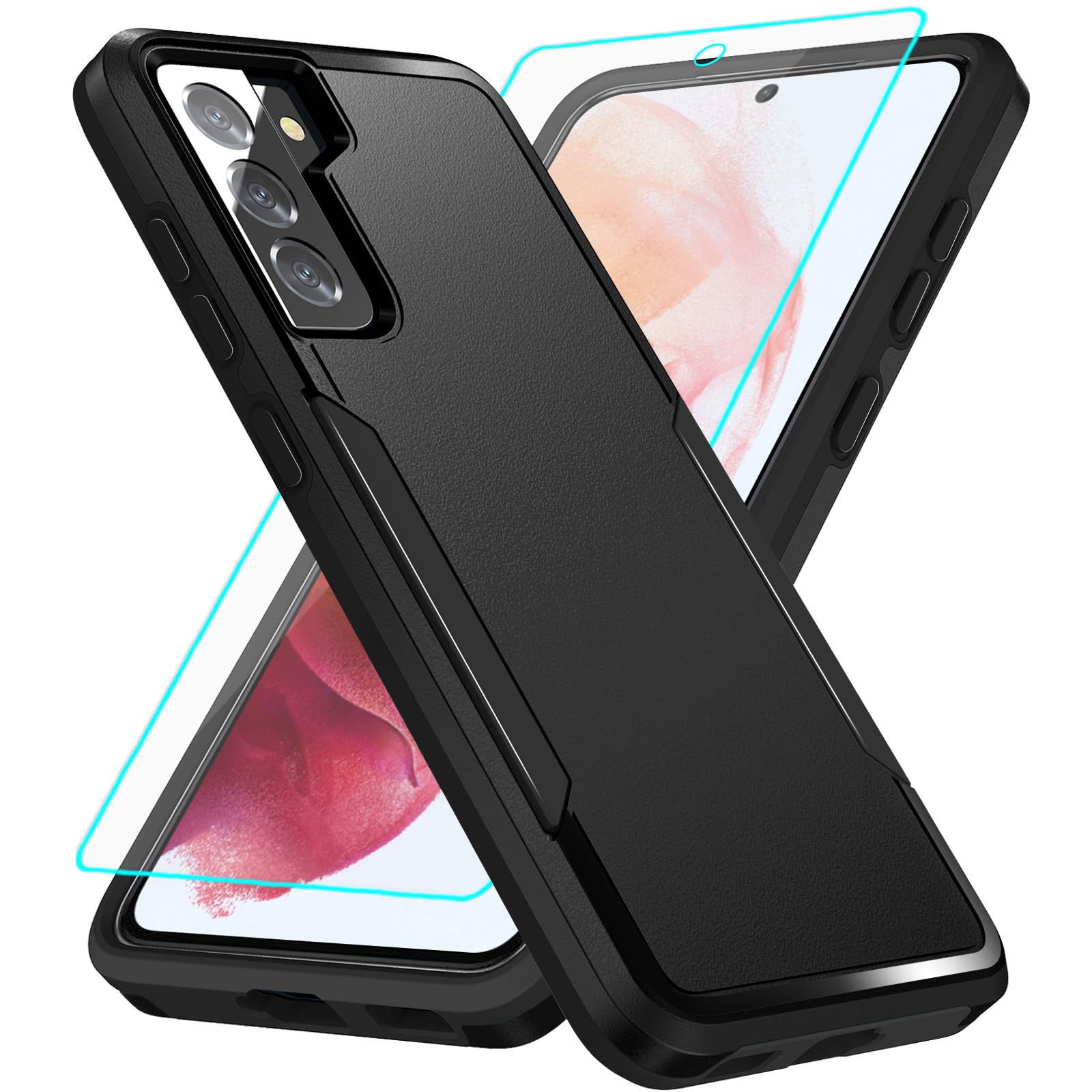 Photo 1 of for Galaxy S21 Case with Screen Protection: Heavy Duty Protective Shockproof and Scratch Proof Cell Phone case for Samsung Galaxy S21-Black