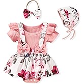 Unutiylo Preemie Newborn Baby Girl Clothes Romper Suspender Dress Summer Outfits Ruffle Short Sleeve Set