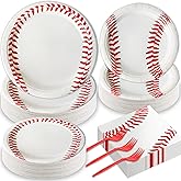 200 Pcs Baseball Party Plates Napkins Supplies Baseball Birthday Decorations Disposable Paper Dinnerware Tableware Set Party Decoration Favors for Kids Serves 50