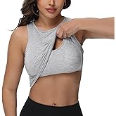 Bhome Longline Nursing & Maternity Bra for Breastfeeding, Maternity Nursing Crop Tank Tops with Built-in Bra for Women