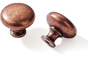 khtumeware 10 Pack 1-1/4" Vintage Antique Copper Zinc Alloy Cabinet Knobs - Single Hole Center Kitchen Cabinet Pull Hardware for Bedroom.