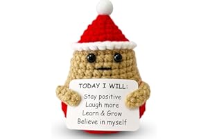 MHRYEZ Christmas Positive Crochet Animal Funny Crochet Potato with Emotional Support Card, Handmade Christmas Decoration, Inspirational Quotes for Kids, Birthday Gifts for Friends