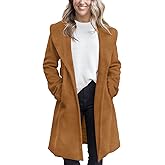 Fazortev Women's Winter Pea Coat Big Lapel Open Front Long Jackets Belted With Pockets