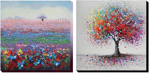 Amazon Co Jp Asmork 100 手書きアートポスター 絵画 モダン アートパネル 絵画 インテリア 油画 風景画 壁掛け 30 30cm 2枚 ホーム キッチン