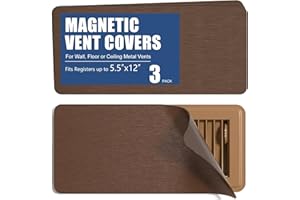 BEWAVE High Strength Magnetic Vent Covers for Home Ceiling, Metallic Air Vent Covers for Floor, Wall, Ceiling Steel Registers, RV, HVAC and AC, 5.5" x 12", Set of 3