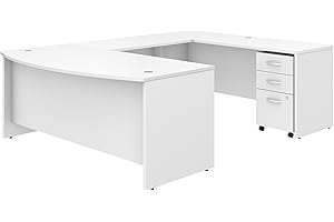 Bush Business Furniture Studio C 72W x 36D U Shaped Desk with Mobile File Cabinet in White