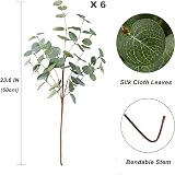 HNVNER 6 Bunches Eucalyptus Leaves Artificial Silk 60 cm Green Foliage view 7