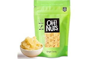 Oh! Nuts Ginger Candy - 2 lb - Dried Fruit Slices - with Crystallized Sugar Candied Coating - Dehydrated Fruit Bites - Packed in New York Zip-Seal Bag for Exceptional Freshness
