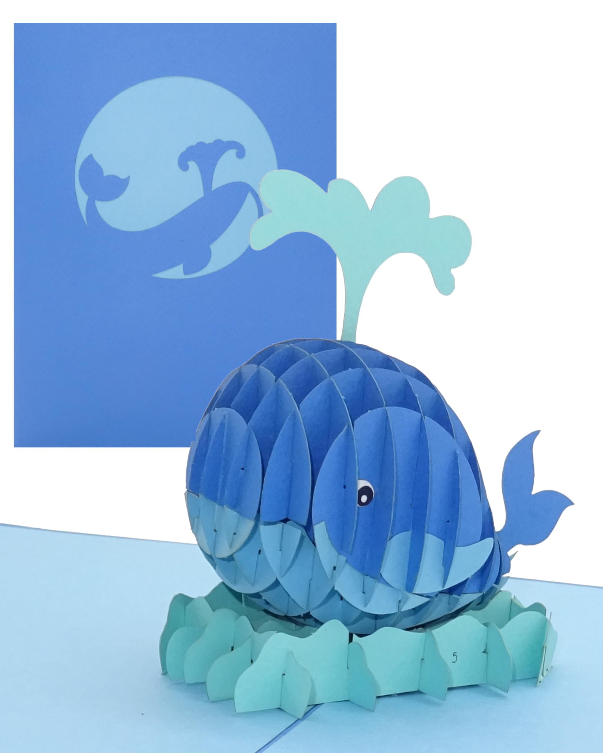3D Birthday Card "Whale - King of the Sea" - Large Pop Up Card with Envelope as Greeting Card, Invitation, Decoration, Gift Idea & Funny Invitation Card for Fishing & Fishing