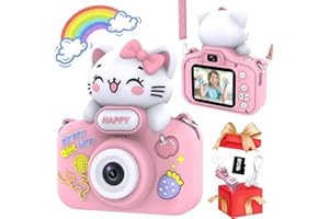 SANEEN Kids Digital Camera Toys for Girls Ages 3-8, Children Video Camera with Protective Silicone Cover, Birthday Gifts for 3 4 5 6 7 8 Year Old Girls with 16GB SD Card