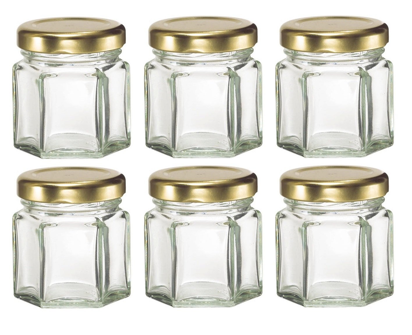 Nakpunar 6 pcs , 1.5 oz Mini Hexagon Glass Jars for Jam, Honey, Wedding
