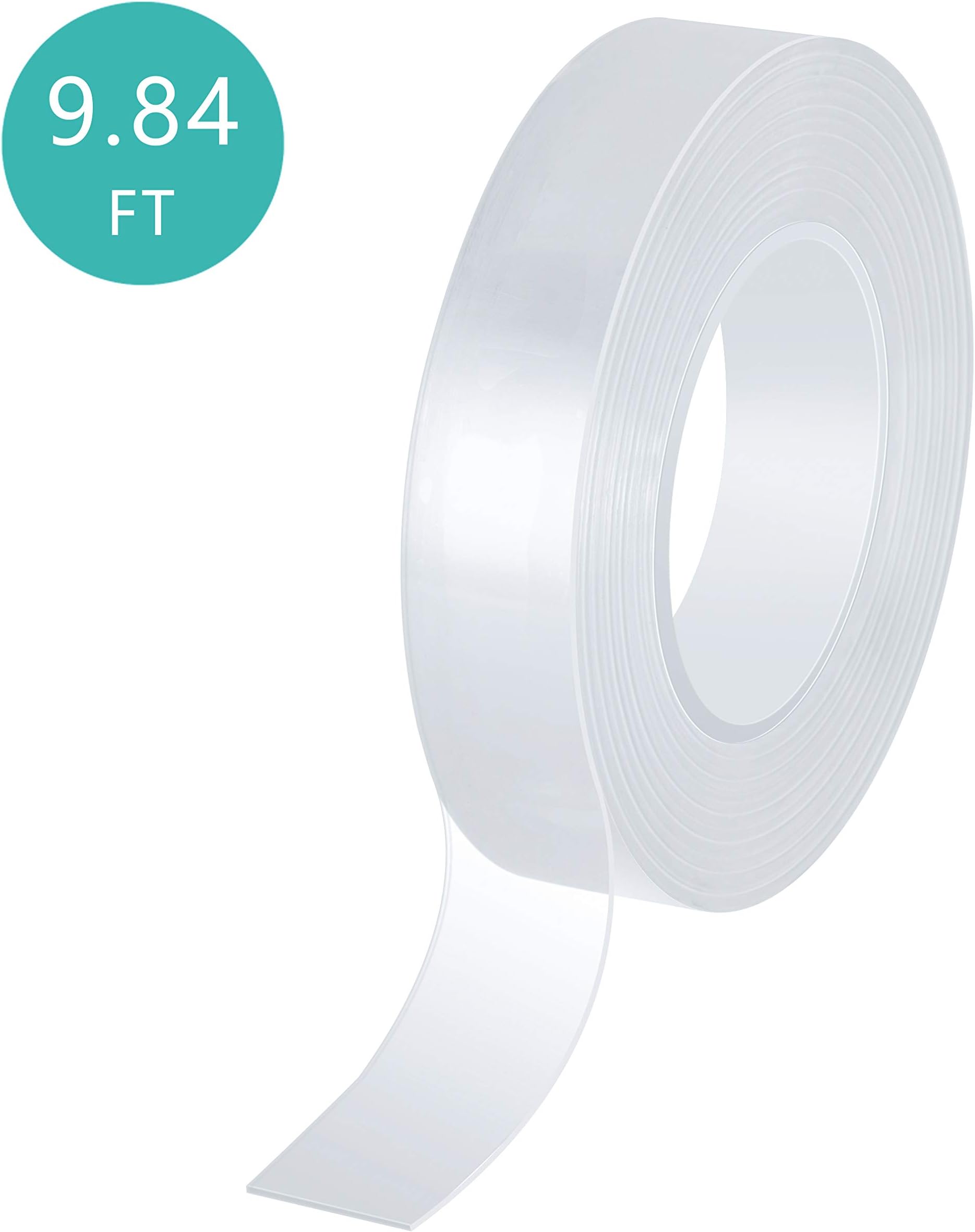 HILINGBORA Double Sided Traceless Washable Nano Tape Reusable Clear Double Sided Anti-Slip Nano Gel Pads,Removable Sticky Stips Grip (9.84 ft (3m) Long-1.2 inches (3cm) Wide)