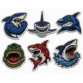 6 PCS Shark Embroidered Patches, 3 Inch Iron On Applique for Backpack