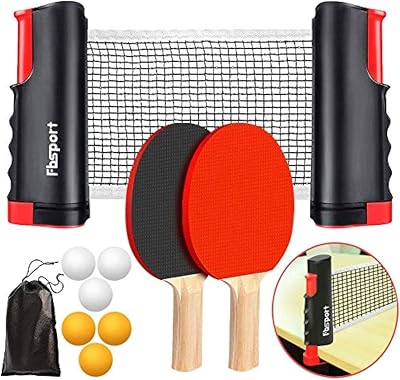 FBSPORT Table Tennis Set 2 Bats 6 Balls Extendable Net Carry Bag