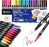 Artecho 24 Dual Tip Brush Pens Nylon Tip for Artists Beginners