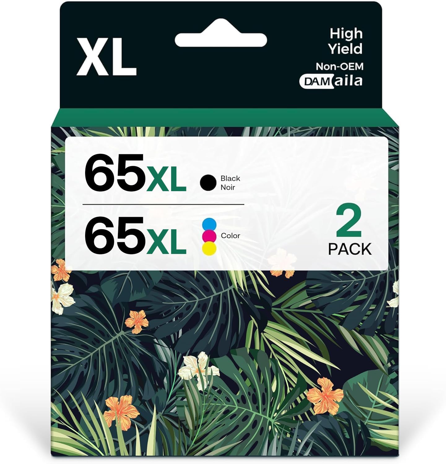 Photo 1 of Remanufactured 65XL Ink Cartridges Replacement for HP Ink 65 Work with Printer Ink hp 65 5055 5000 5052 5010 5070 5014 3755 3700 3772 2600 3752 2652 2655 2622 2640 Printer(1 Black,1 Tri-Color)