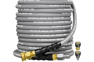 TechSweepPro 3/8" 4800PSI Pressure Washer Hose 50FT with Swivel Quick Connect for Cold/Hot Water Max 248°F, Kink Resistant Steel Wire Braided, Wear Resistant Power Washer Hose with M22 14mm Adapter