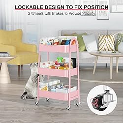 EAGMAK 3 Tier Utility Rolling Cart, Metal Storage