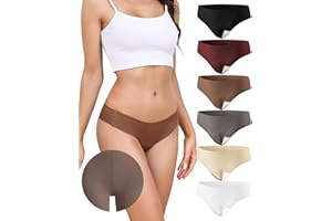 Levao Seamless Thong Panties for Women 6-Pack - No Show Underwear with Camel Concealer Toe Design & Comfort Fit, S-XL