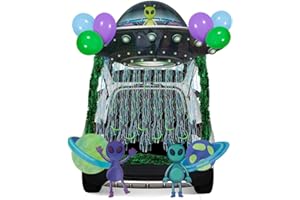 JOYIN Halloween UFO Aliens Trunk Or Treat Car Decorations Kit for SUV Outdoor Indoor Decor Planets, Haunted House Archway Garage Lawn Balloons, Streamer Tinsels Strips