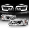 AKKON - For 1999-2006 GMC Sierra 1500 2500HD 3500 C3 Yukon XL Tube LED Projector Headlights Driver+Passenger Side Pair