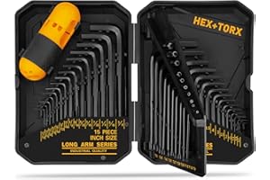 ELEAD Hex Key Allen Wrench Set: 41-Piece Hex and Torx Key Set with Torque Handle, Standard SAE(0.028"-3/8") & Metric(0.7mm-10mm) & Torx(T9-T50) in Storage Case, Heat Treated Chrome Vanadium Steel
