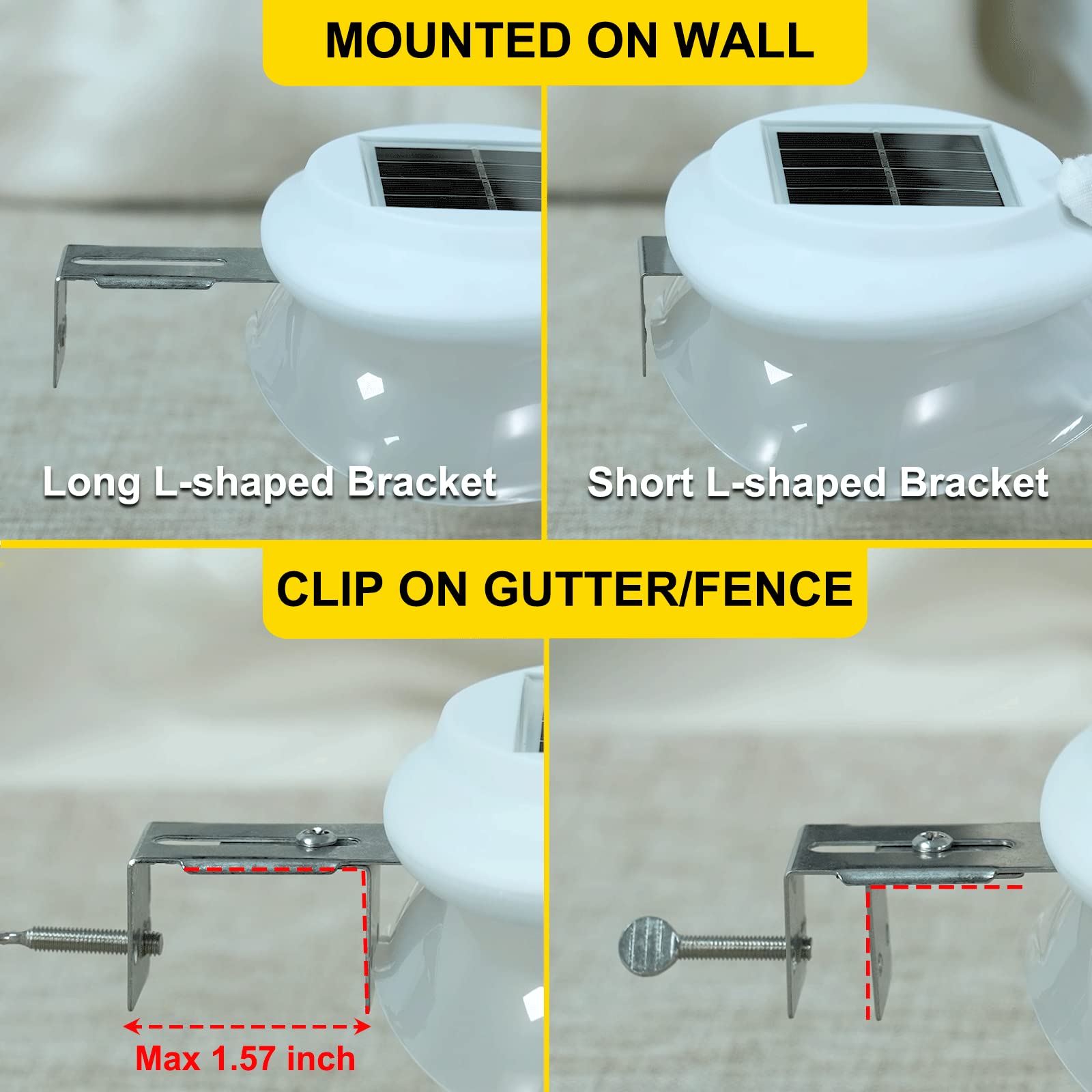 ROSHWEY Backyard Lights Outdoor, 6 Pack Solar Fence Lights with 9 LED Waterproof Outdoor Wall Gutter Light for House Eaves Deck Railing Garden Landscape Yard (Warm White)
