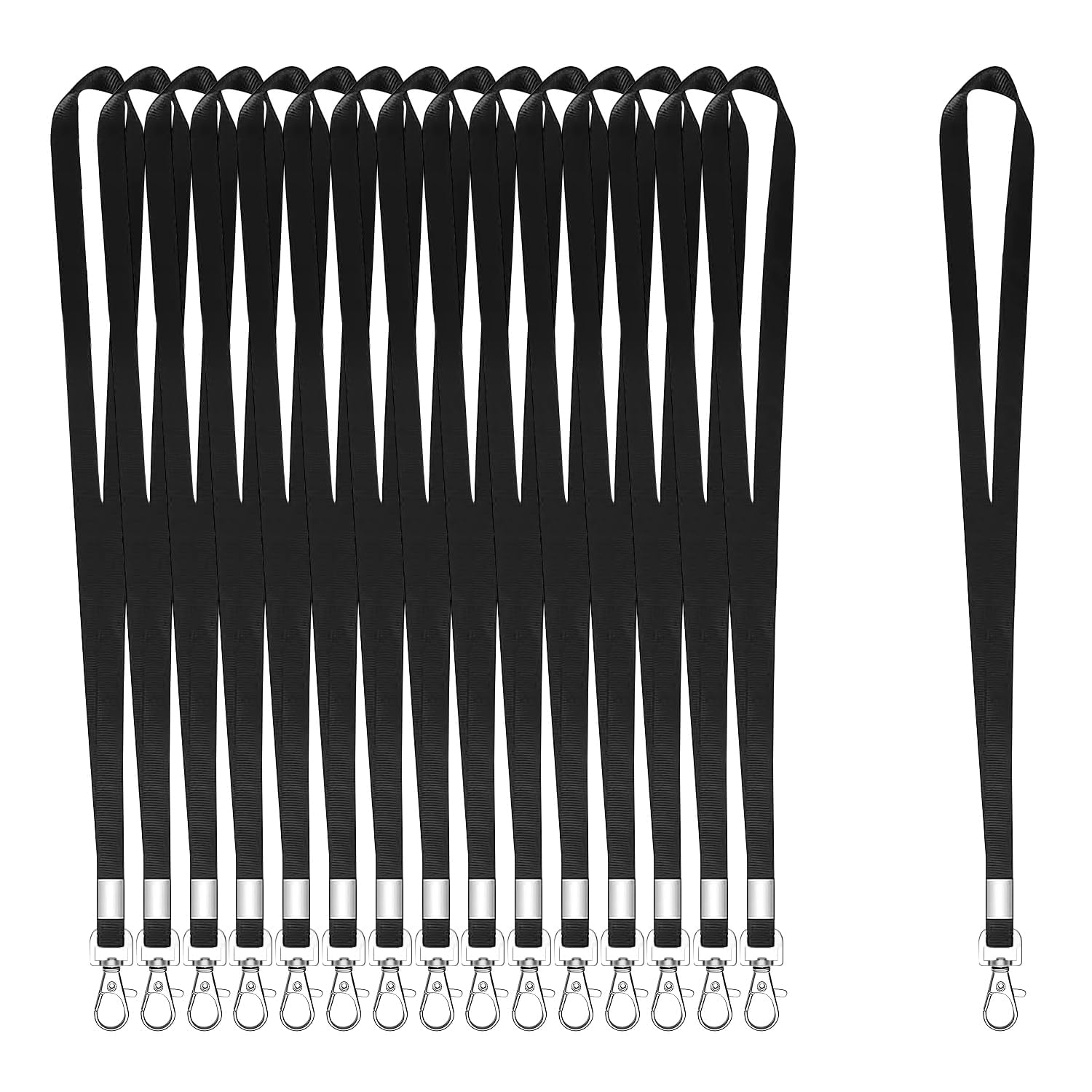 XHDA 50PCS Black Lanyards for Neck, Lanyards for ID Badge, Lanyard with Metal Swivel Hook for ID Card Badge Holder — image 1