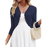 Zeagoo Women's Bolero Shrug Crochet Cropped Cardigan Summer 3/4 Sleeve Lightweight Cardigans for Dress