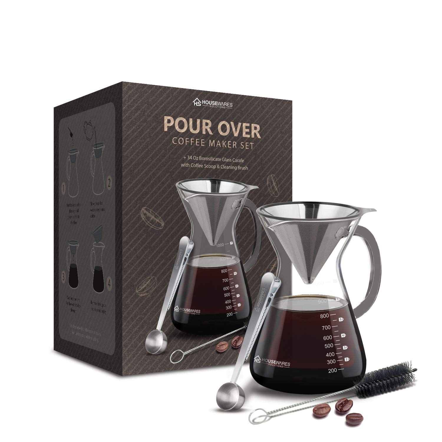 Pour Over Coffee Maker Set Stainless 