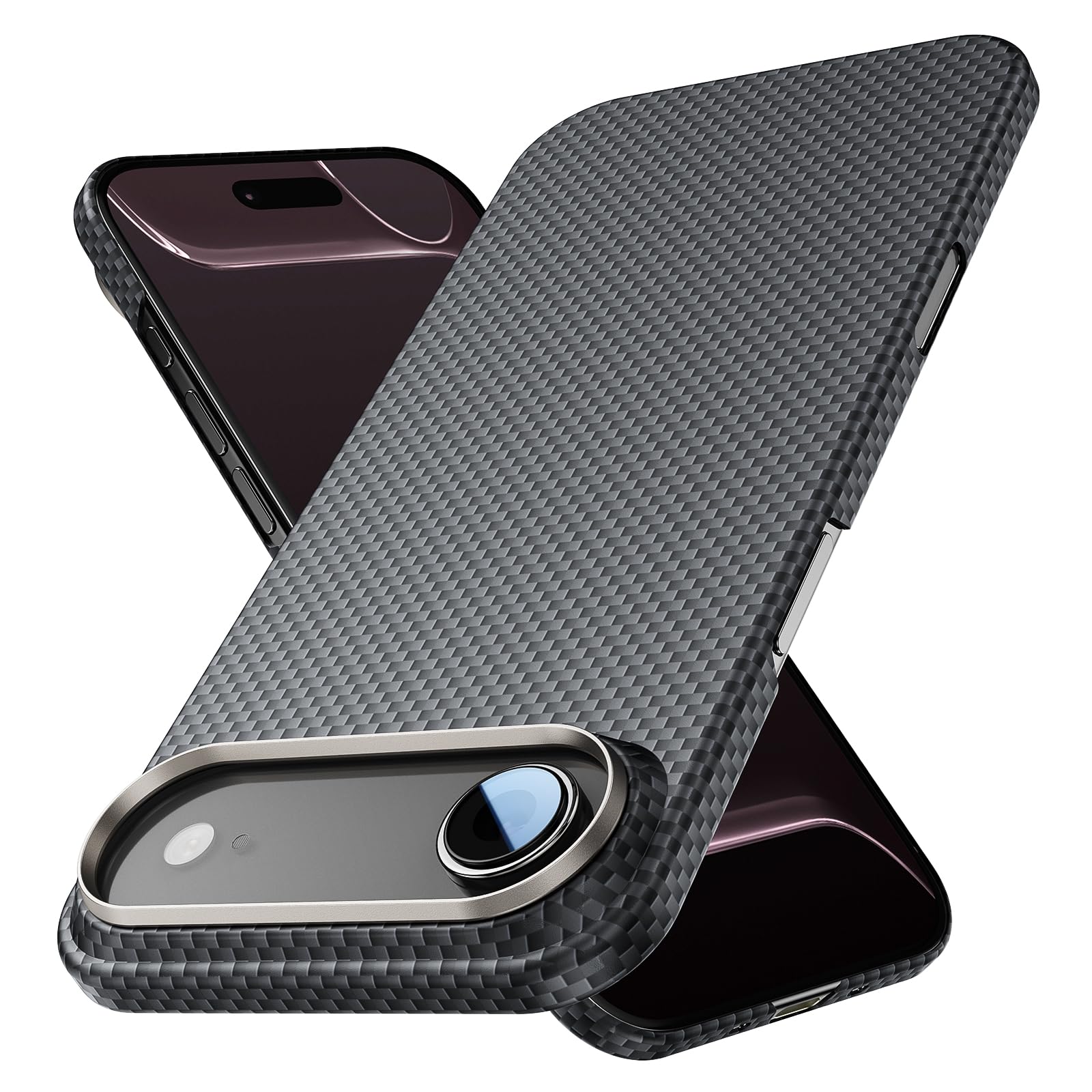 Photo 1 of JIU WUHAN Carbon Fiber Case for iPhone 17 Air, 1500D Aramid Fiber Woven Phone Case with Military Grade Drop Protection, Shockproof Cell Phone Case with Magnet, Compatible with MagSafe