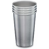 Klean Kanteen Single Wall Stainless Steel Cups, Pint Glasses 4 Pack in 16oz