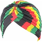 Qhome Women's Rasta Turban Indian Style Head Wrap Cap Hat Hair Cover Headband Various Print Design