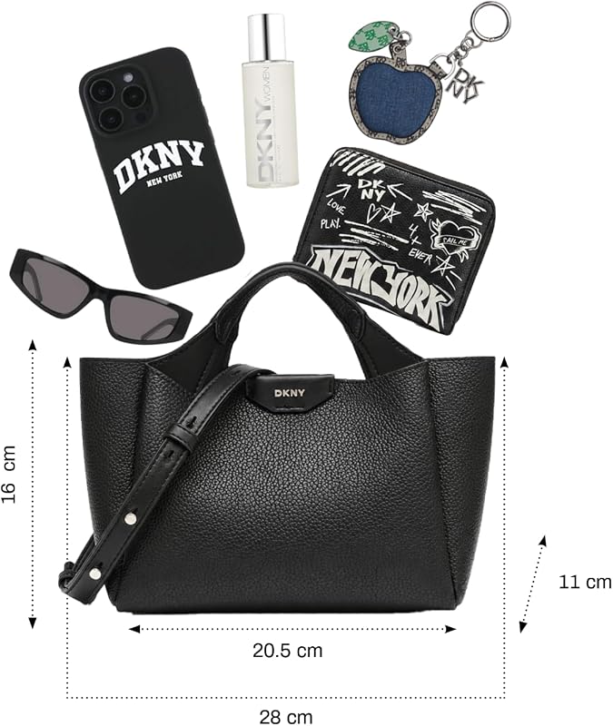Mini Handtasche Damen Schwarz mit verstellbarem Schulterriemen — Foto 5 von 8