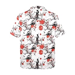 HUGLAZY Warrior Samurai Shirt Mens Hawaiian Shirts