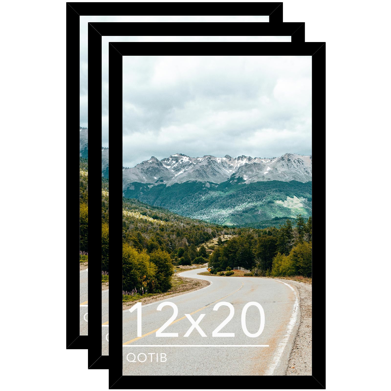 QOTIB Wood 12x20 Picture Frame Black for Wall