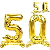 50 Balloon Numbers Gold Giant Self Standing Number 50 Balloon Birthday Foil Balloons for 50th Birthday Party Decorations 50 Anniversary Party Supplies
