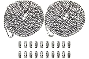 Beaded Pull Chain Extension, BetterJonny 4.5mm Diameter Stainless Steel Roller Ball Chains 19.6 Feet Roller Blind Beaded Pull