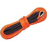 METOWARE Synthetic Winch Rope, 1/4" x 50ft 10000 LBS Winch Cable Line with Protective Sleeve Fits 4WD Off Road Vehicle UTV ATV SUV Truck (Orange)