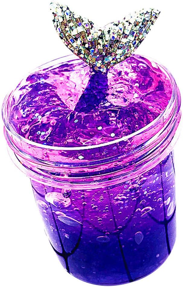 AOGOTO Ocean Fish Tail Puff Slime Putty Scented Stress Kids Clay Crystal Mud Toy 120ml