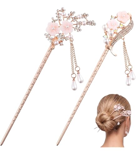 Asian hair bun sticks multicolored gems ? Amazon.com : hair stick, Hair Chopsticks,Comics Chinese  main image 3