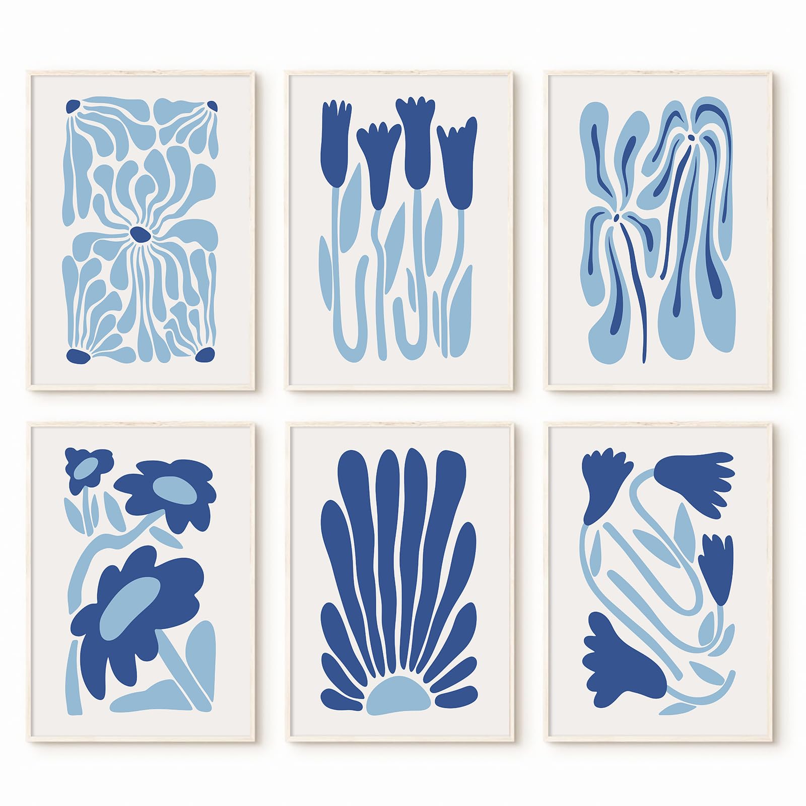 Matisse Flower Wall Art Prints Blue Abstract Wall Decor Aesthetic Matisse Canvas Wall Art Picasso Gallery Posters Matisse Preppy Pictures Flower Paintings for Bathroom 8x10 Inch Unframed Set of 6