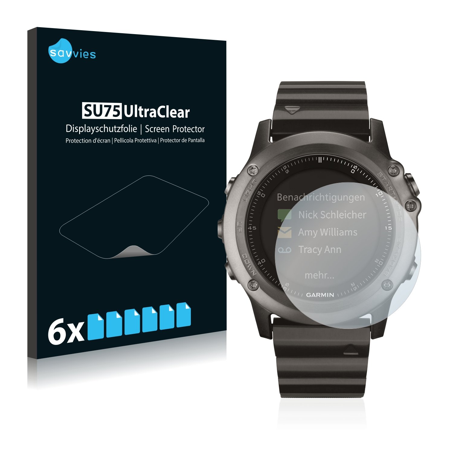 x Savvies Protector Pantalla para Garmin fenix HR  Saphir Protector Transparente