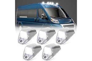 SHINEFIT 5pcs LED White Cab Roof Light Replacement for 2014-2023 Ram Promaster 1500 2500 3500 Clear Cab Roof Running Clearance Lights for Van Trucks