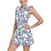 Soneven Womens Tennis Dress Sleeveless Golf Dresses with Shorts and Pockets Ruffle Sleeve Workout Athletic Dresses