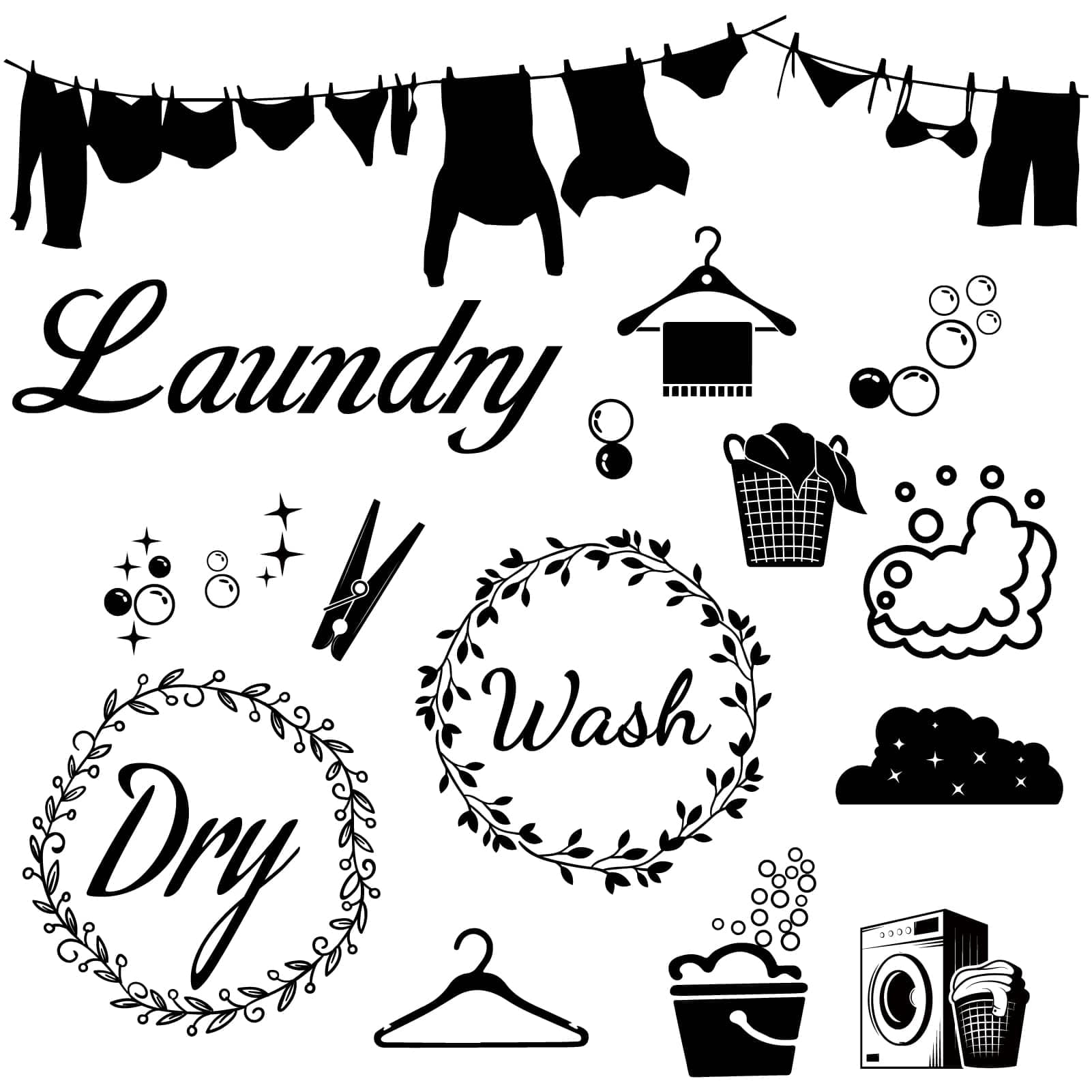 CREATCABIN 4 Sheets Laundry Wall Stickers Laundry Room Decor Signs Vinyl Sticker Decal Wash Dry Fold Repeat Wall Bubble Quote Decor Cloth Display 4 Style Decoration for Laundry Room 11.4x7.9 Inch