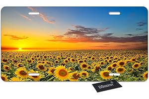 Wondertify License Plate Beautiful Sunset Sunflower Scenery Decorative Car Front License Plate,Vanity Tag,Metal Car Plate,Aluminum Novelty License Plate for Men/Women/Boy/Girls Car,6 X 12 Inch